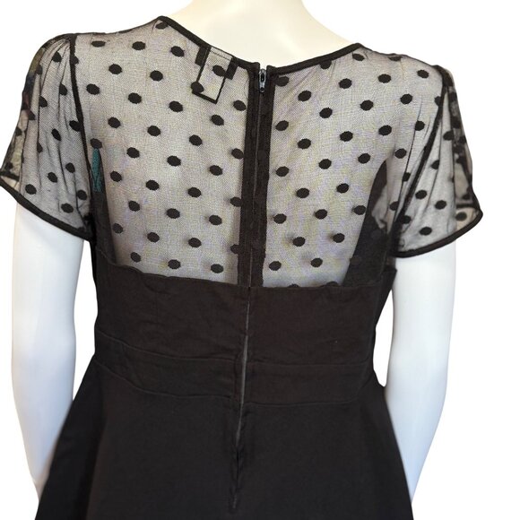 Torrid Black Polka Dot Mesh Top w/Sweetheart Neckline & Zip Back Womens Size 0/L - Picture 4 of 5